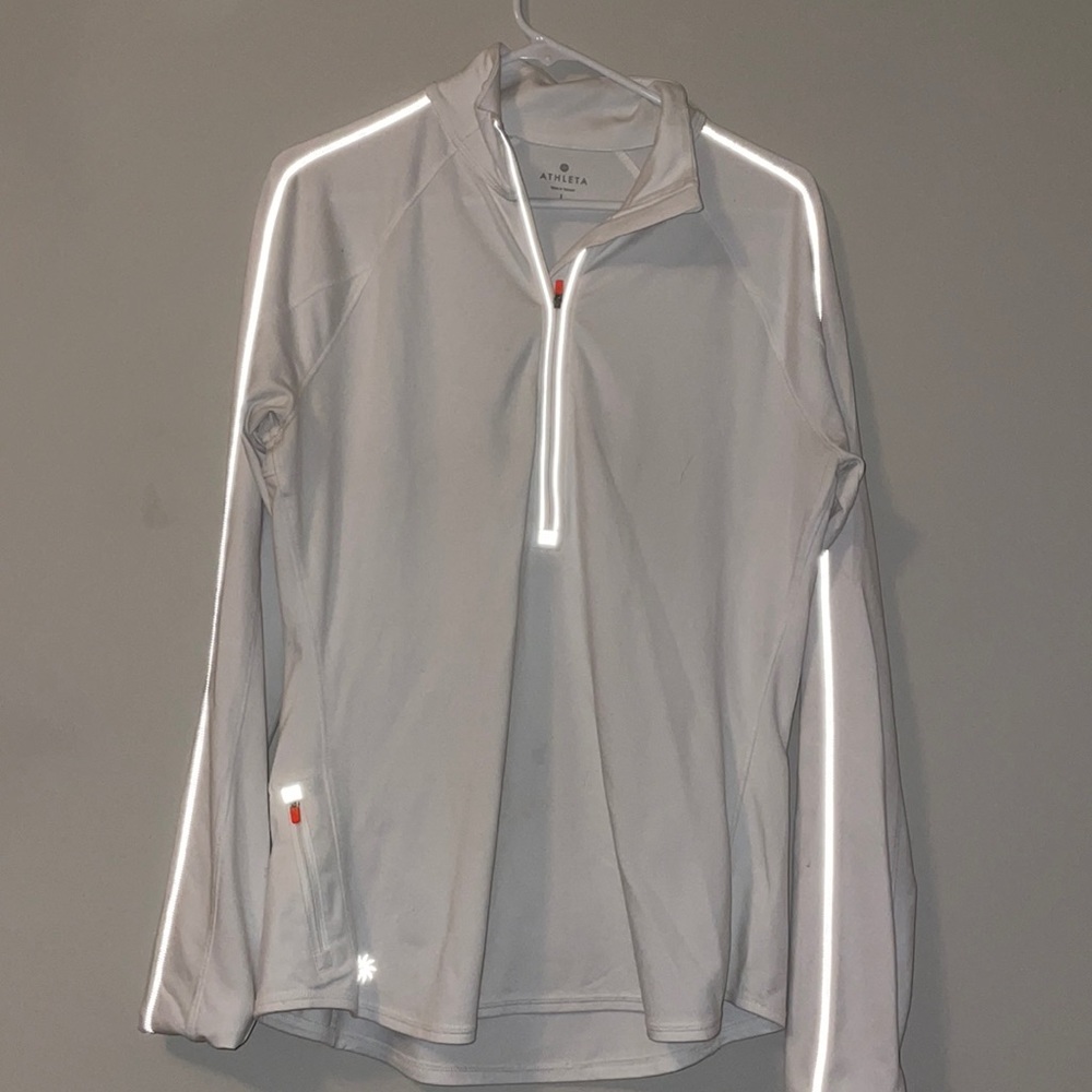 Athleta White & Peach Long Sleeve Quarter Zip